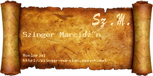 Szinger Marcián névjegykártya